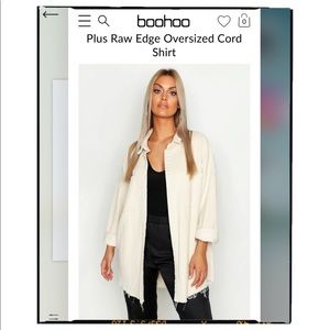 BOOHOO- Plus Raw Edge Oversized Cord Shirt